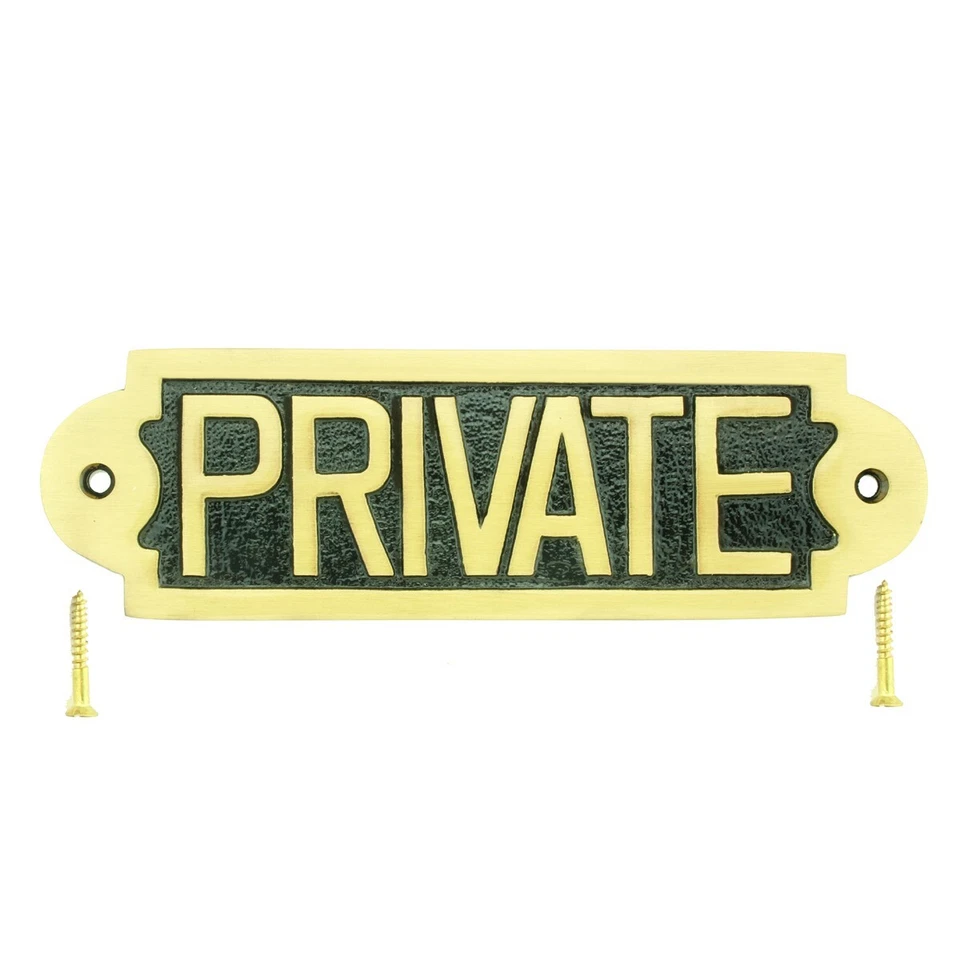 RENOVATORS SUPPLY MANUFACTURING Renovators Supply Brass Plaques Polished Tag "Private" Sign Brass Plate Finish
