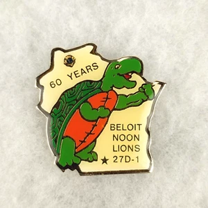 Vintage Beloit Wisconsin Noon Lions Club 27D-1 Turtle Metal Enamel Lapel Pin - Picture 1 of 3