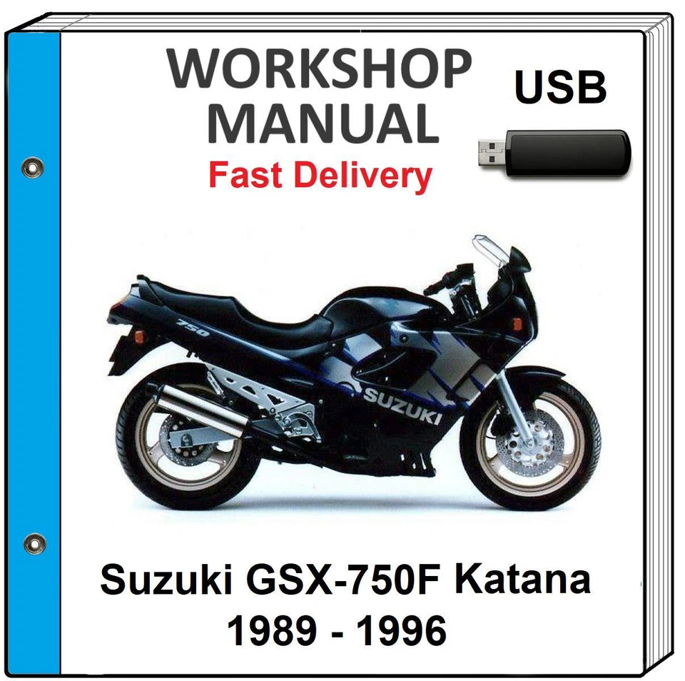 铃木 GSX750F KATANA 750 1989 1990 1991 1992 年服务维修商店手册 USB — 第 1/1 张图片