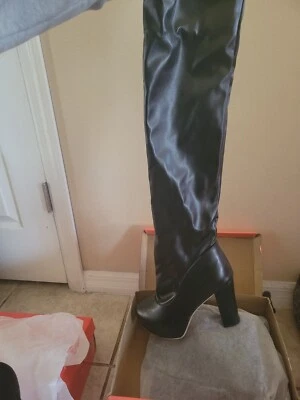 Thigh High Black Boots Size 7 - Image 1 of 2