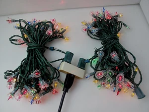 Lot of 2 Vintage Flowers Mult iColor String Christmas Lights 50 Clear covers - Picture 1 of 8