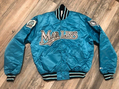 Vintage 1993 Starter Miami Marlins MLB Satin Jacket Men’s L Inaugural Season USA - Image 1 of 4