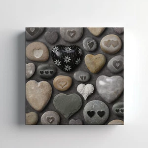 Heart Shaped Stones Canvas Print Wall Art, Stylish Home Decor Wall Hanging - Picture 1 of 12