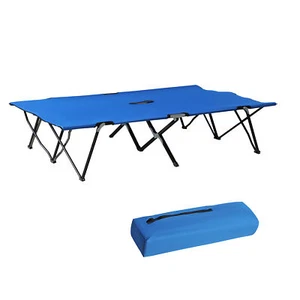 2 Person Folding Camping Cot for Adults Portable Elevated Double Sleeping Bed - Picture 1 of 14