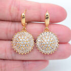 18k Yellow Gold Filled Women Luxury Clear Topaz Flower Dangle Wedding Earrings