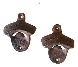 6pc Cast Iron Bottle Opener w/screws crafters coolers antique wall mount beer 