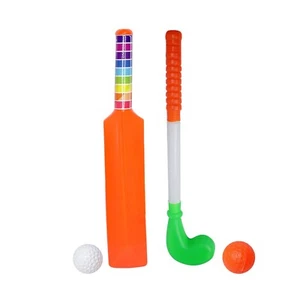 Cricket Bat Ball Set and Hockey Stick with 2 Balls Kids Indoor and Outdoor - Picture 1 of 7