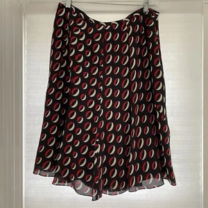 Jupe doublée femme Anne Klein 100% soie noire rouge taille 12 mod parisien décalé - Photo 1/9