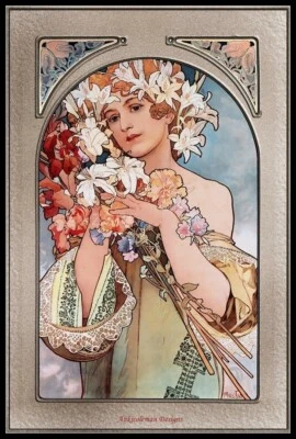ANKICOLEMAN DESIGNS Flower - Alphonse Mucha - DIY Chart Counted Cross Stitch Patterns Needlework