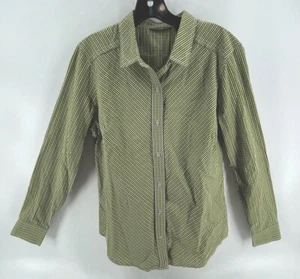 Camisa para mujer Eddie Bauer cuello abotonado verde a cuadros mediana 100 % algodón - Imagen 1 de 10