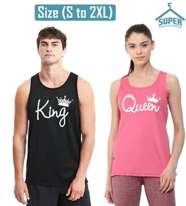 KING QUEEN Carta Pareja TANK TOP Cartoon Funny Couple Tank Top Soul Mate TANQUES - Imagen 1 de 3