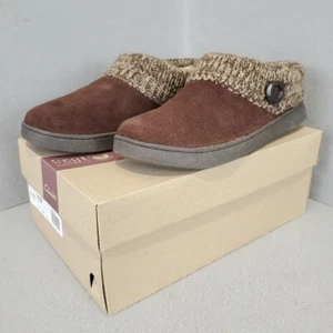 Clarks Womens Knit Collar Winter Clog Slippers Brown NIB 9 med - Picture 1 of 6