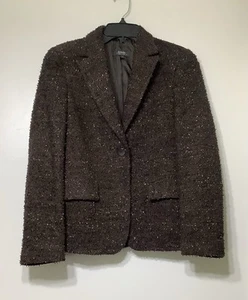 Zanella Platinum Women’s Size 4 Brown Spec Single Button Blazer Made In Italy - Picture 1 of 15