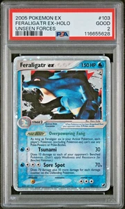 PSA 2 2005 Pokemon EX Unseen Forces Feraligatr EX Holo Foil 103/115 - Picture 1 of 2