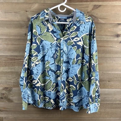 Camisa Chaps Mujer Manga Larga Abotonada Sin Hierro Puño Abatible Algodón Tropical 2X Foto 1 de 4