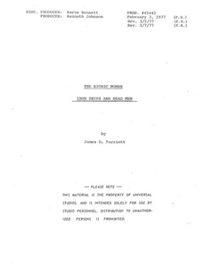 THE BIONIC WOMAN Script Iron Ships and Dead Men Richard Anderson Notes copy - Picture 1 of 1