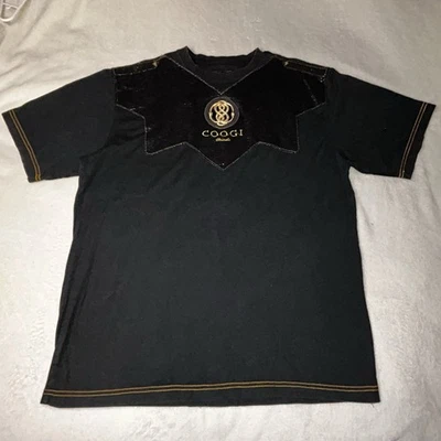 Camisa Coogi Negra/Metal Dorado Serpiente/Piel de Serpiente Bordada PARA HOMBRES TALLA XXL Foto 1 de 4