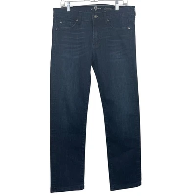 Pantalones de mezclilla ajustados 7 For All Mankind Slimmy lavado oscuro para mujer talla 34 Foto 1 de 4