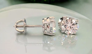 4.00 Ct E VS1 Round Lab Grown Platinum Diamond Stud Earrings IGI - Picture 1 of 6