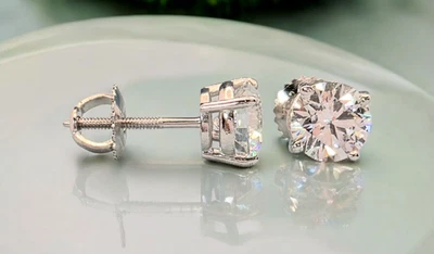 4.00 Ct E VS1 Round Lab Grown Platinum Diamond Stud Earrings IGI - Image 1 of 4