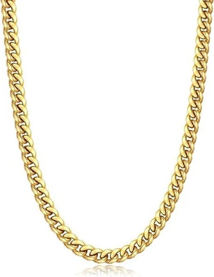 Cadenas de Titanio Cadena Cubana Oro 18K Eslabón Cubano Regalos Para Hombres U Foto 1 de 4