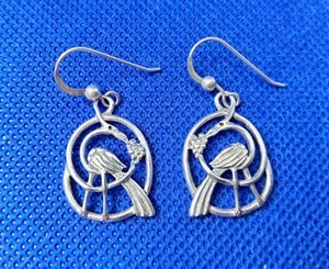 Pair Of Kit Heath Scottish Sterling Silver Bird Drop Dangle Earrings 925 KH - Picture 1 of 6