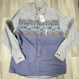 Cabelas Hemd Herren L BUCK LAND Hirschleder weich bedruckt Chamois Flanell 90er Vintage - Bild 1 von 12