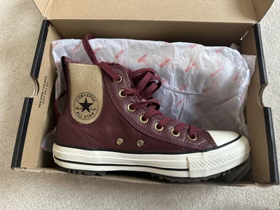 Converse Chucks Damen Bordeaux  gold  Winter gefüttert Leder Gr. 36,5 UNGETRAGEN - Bild 1 von 4