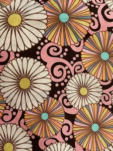 1 Yard Brown & Pink Flowers By Michael Miller 44” Wide 100% Cotton - Picture 1 of 1