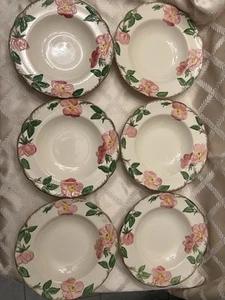 Vintage Set 6 Franziskaner Wüstenrose breiter Rand Suppenschüsseln TV Stempel 8,5" - Bild 1 von 4
