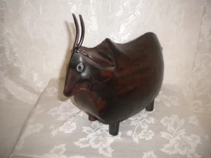 PRIMITIVE METAL ART DARK BROWN BULL Unbranded 11" X 9" X 5" Mighty Sharp Box06 - Picture 1 of 9