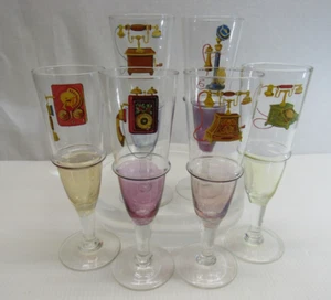 Antique Sherry Glasses With Phone Display and Tinted Bottoms - Picture 1 of 9