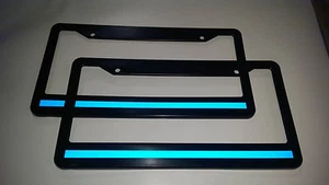 2 EACH Blue Line License Plate Frame thin REFLECTIVE SUPPORT THE POLICE safety - Picture 1 of 3