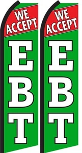 We Accept EBT King Size Polyester Swooper Flag pk of 2 - Picture 1 of 1