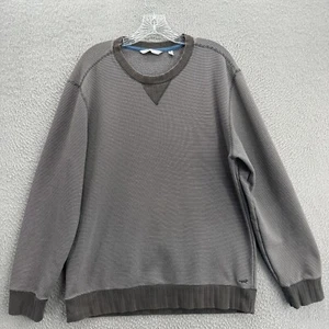 Horny Toad Sweater Mens Large Gray Stripes Crewneck Sweatshirt Pullover Outdoor - Picture 1 of 11