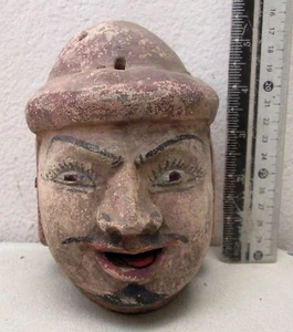 XL VINTAGE Burmesischer Teakholz Puppenkopf bewegliche Zunge - Bild 1 von 2