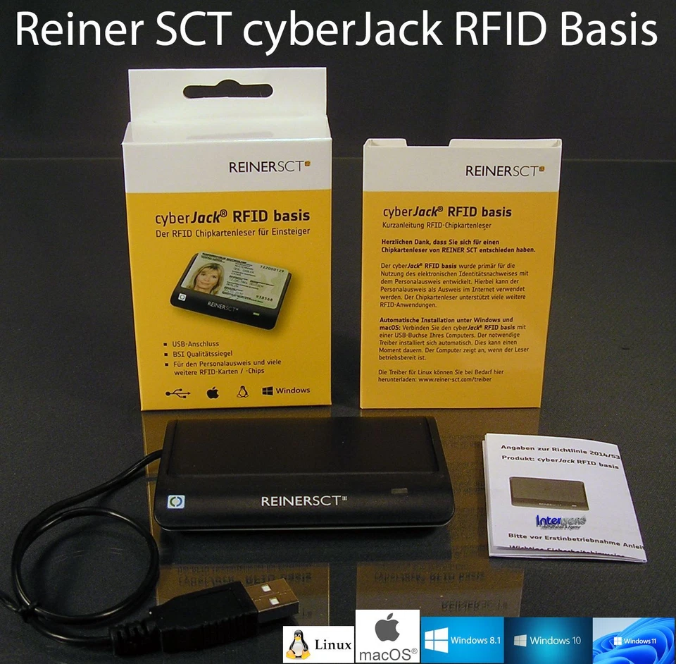 ReinerSCT cyberJack RFID Basis USB-Lesegerät für neuen Personalausweis OVP NEU - Bild 1 von 4