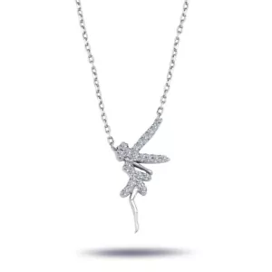 Elfe Anhänger mit Kette Diamant Halskette in 14 Karat Weißgold - Bild 1 von 1