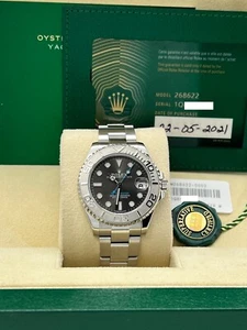 Rolex Yacht Master 37 268622 Rhodium Dial Platinum Bezel Steel Box Paper 2021 - Picture 1 of 9