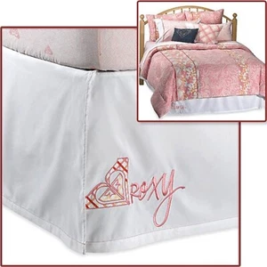ROXY 2007 Sugar, North Shore, Elsa TWIN Bed Skirt White Pink Plaid Surf Beach - Picture 1 of 5