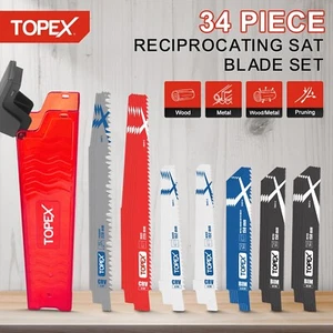 TOPEX 34 Piece Reciprocating Saw Blades, Premium Blades for Metal & Wood cutting - Picture 1 of 12