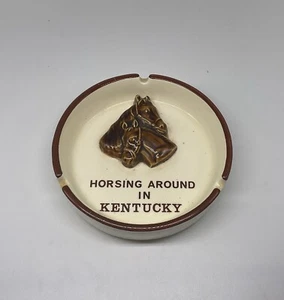 VINTAGE ASHTRAY - Horsing Around In Kentucky - Equestrian Horse 3-d Souvenir - Picture 1 of 2