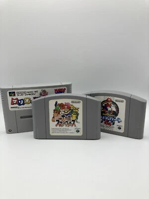 Nintendo 64 Super Famicon lot of 3 Mario Kart Super Smash Bros Mario & Wario Use - Image 1 of 4