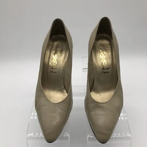 Patent Leather SAINT LAURENT YSL Heels Pumps Shoes Pale Nude Cream Size 35 - Picture 1 of 15