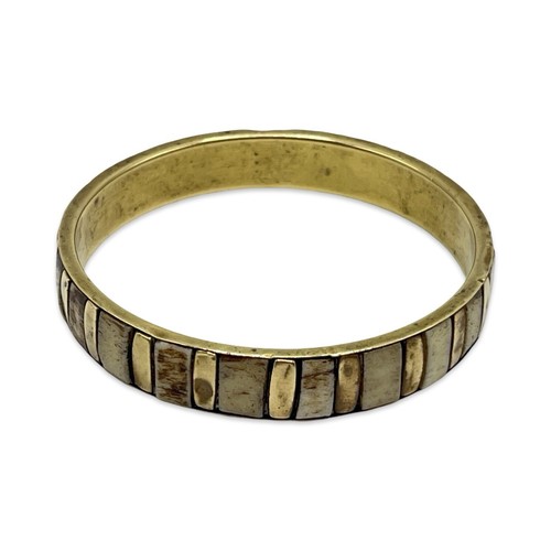 OFF WHITE Bracciale vintage in finto osso ottone tono oro