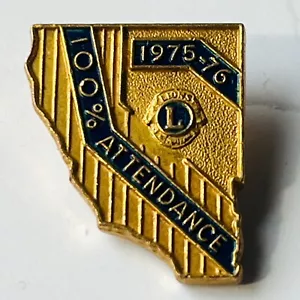 Nevada State USA 1975/1976 Lions Club 100% Attendance Harry J Aslan Pin Badge - Picture 1 of 3