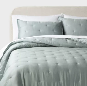 3 pc Comforter Set - Threshold Tencel Lyocell - Light Teal Green - King - Picture 1 of 5