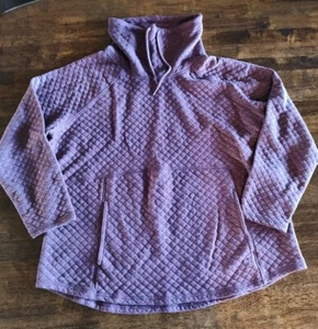 Women's 2X Reebok RBK Purple Quilted Pullover Sweatshirt Neck Warmer Drawstrings - Picture 1 of 5