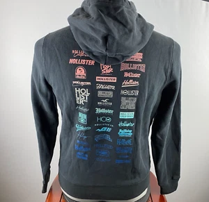 Hollister Sweatshirt Mens Hooded Allover Logos Backside Colorful Unique M - Picture 1 of 8