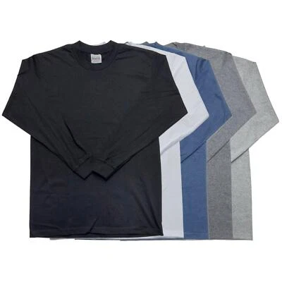 Pro Club Men's Heavyweight Cotton Long Sleeve Crew Neck T-Shirt - Image 1 of 4